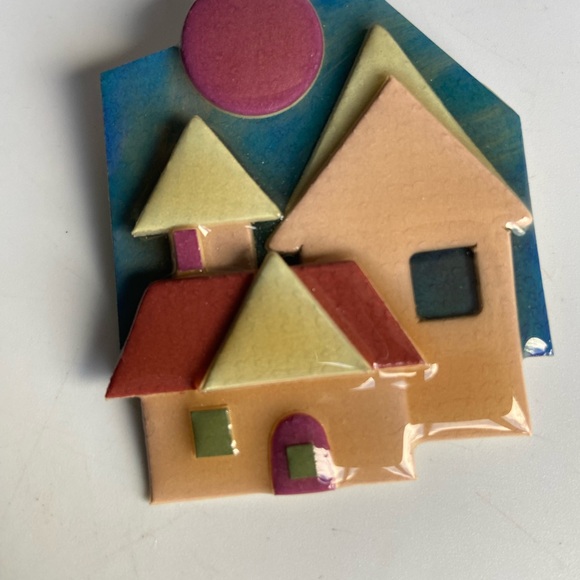 Two Pink and Blue House Pins by Lucinda - Picture 3 of 12